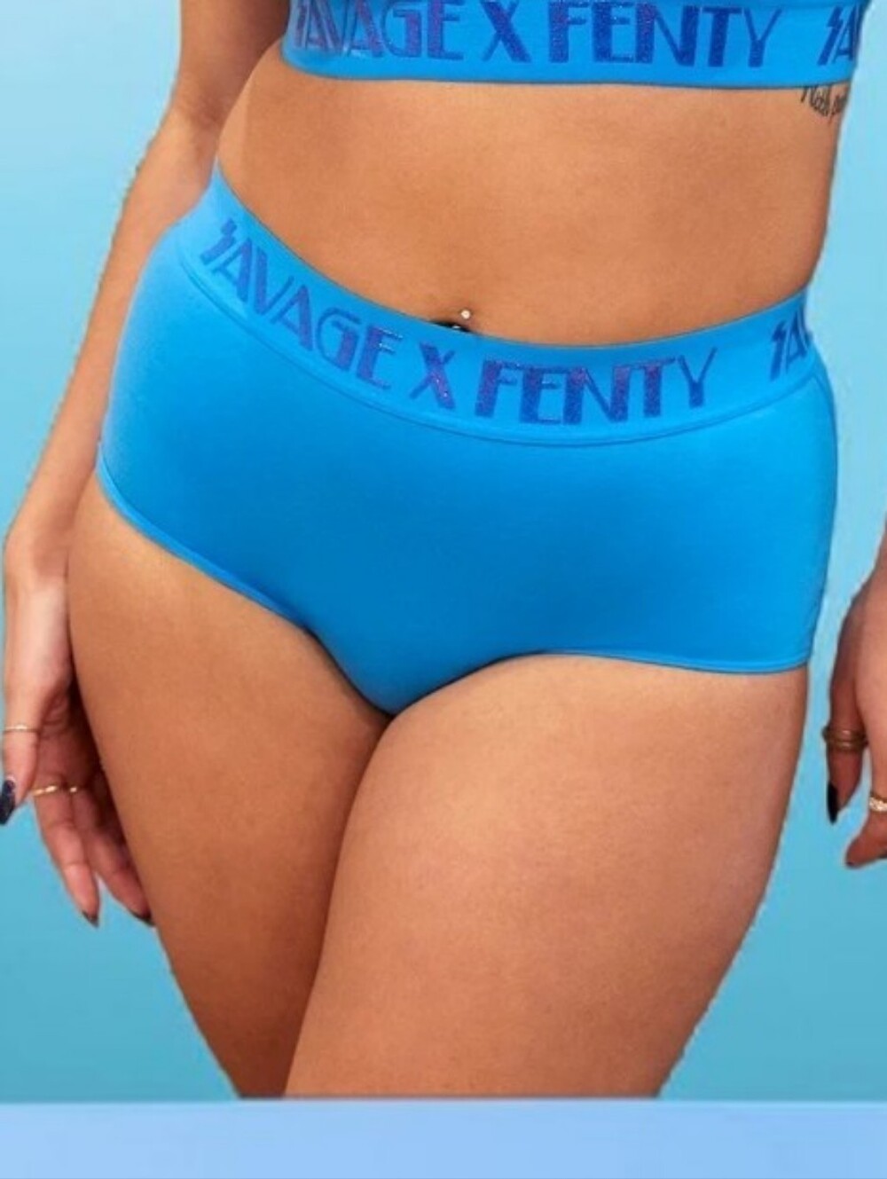 Savage X Fenty Forever Savage Booty Short Malibu Blue Size Small